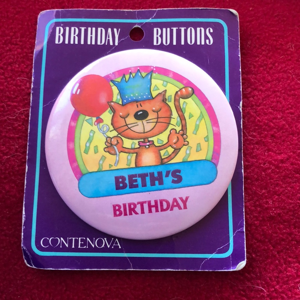Vintage BETH’S BIRTHDAY button pin